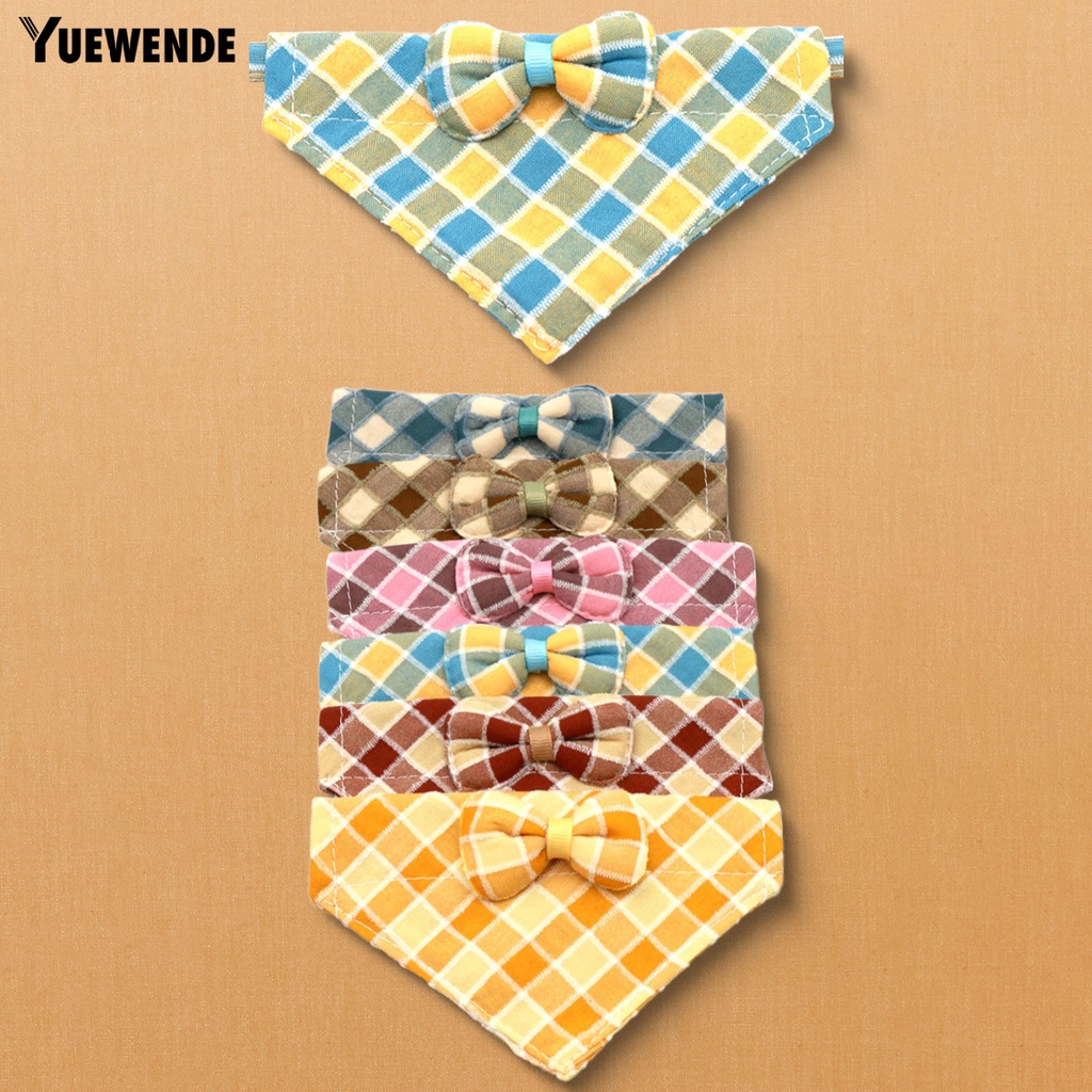 Khăn Quàng Cổ Tam Giác Họa Tiết Caro Đính Nơ Có Khóa Điều Chỉnh Được Cho Thú Cưng