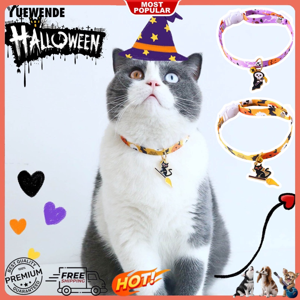 Yq.e Vòng Cổ Họa Tiết Ma Bí Ngô Chống Sặc Nước Mềm Mại Có Chuông Cho Thú Cưng Trong Lễ Hội Halloween
