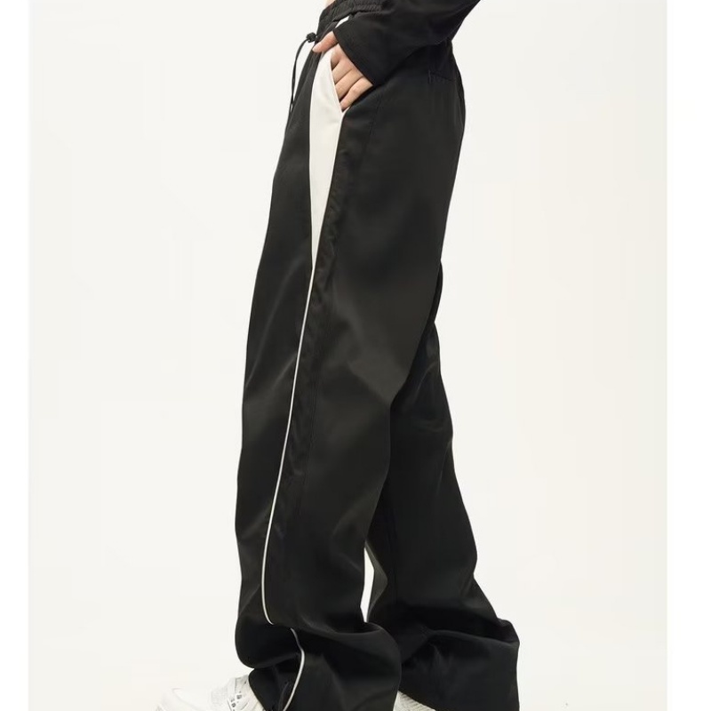 Quần Dài Thể Thao Ống Đứng Dáng Rộng Phong Cách Retro Mỹ Cá Tính Cho Nam Nữ