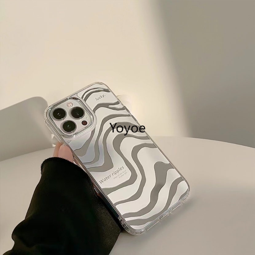 Ốp Điện Thoại Silicon Mềm Mạ Điện Họa Tiết Gợn Sóng Nước Bảo Vệ Ống Kính Máy Ảnh Cho iphone 14plus 14 13 12 11 Pro