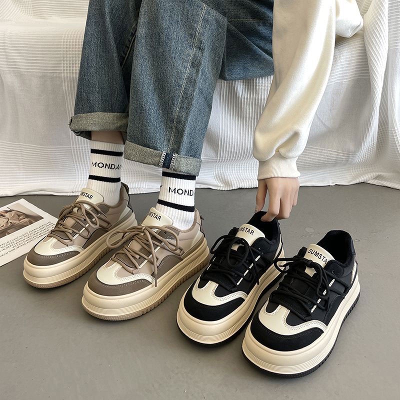 BAILUDAREN.Giày thể thao  tăng chiều cao thoải mái retro phong cách Hàn Quốc cho nữ sinh