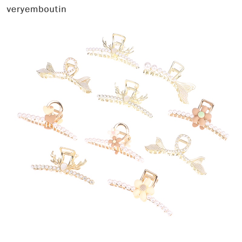 Kẹp Tóc Hình Hoa / Trái Tim Đính Ngọc Trai Thời Trang Cho Nữ