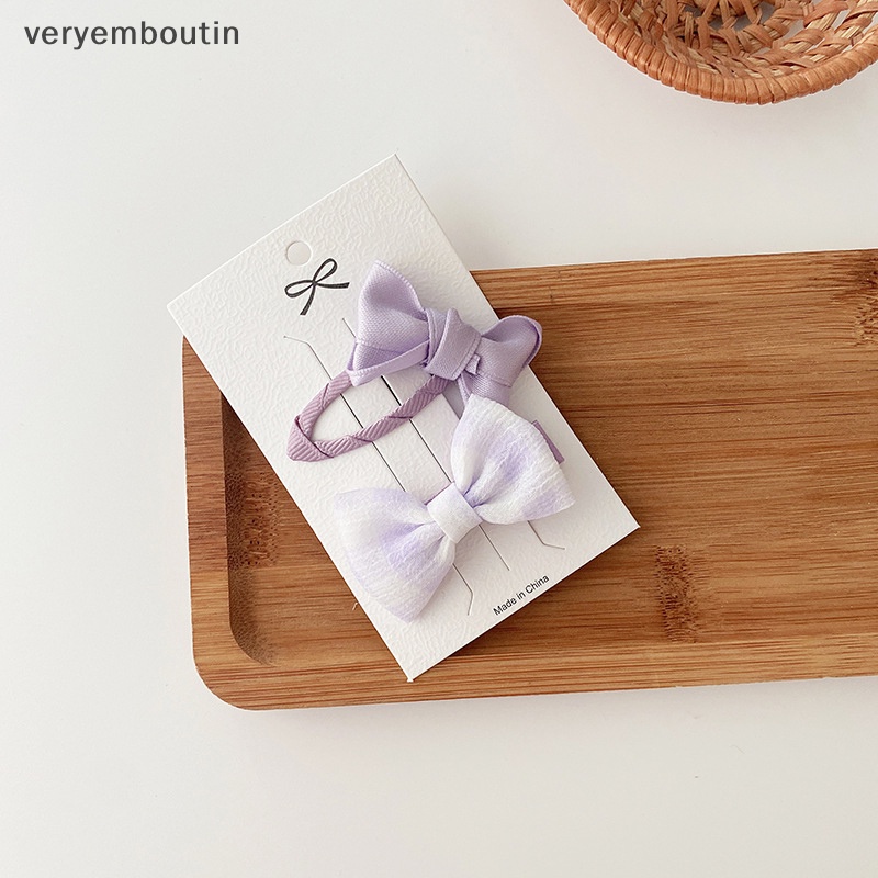 Set 2 Kẹp Tóc Nơ Màu Tím Ngọt Ngào Phong Cách Hàn Quốc Cho Bé Gái
