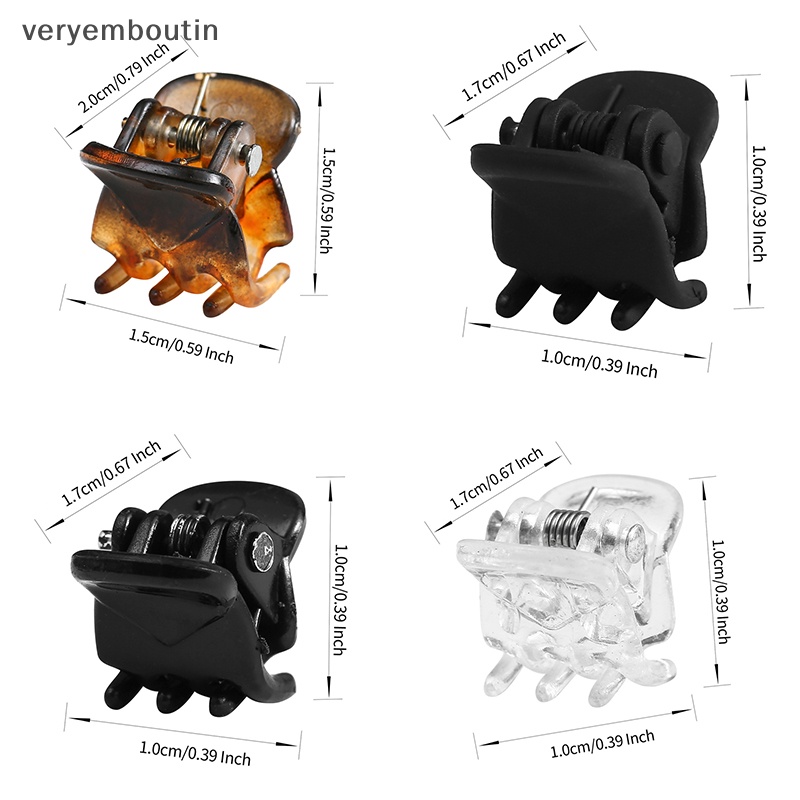 Set 10 Kẹp Tóc Càng Cua Mini 1.0 1.5cm Bằng Nhựa Màu Đen / Nâu Dành Cho Nữ