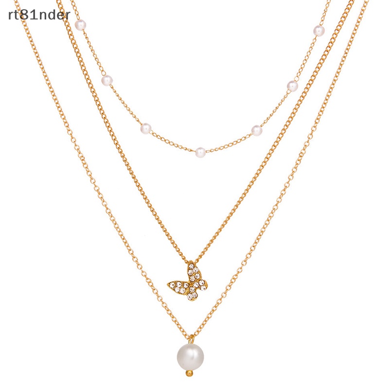 Rt Vòng Cổ Choker Nhiều Lớp Mặt Hình Bướm Và Ngọc Trai Thanh Lịch Dành Cho Nữ n