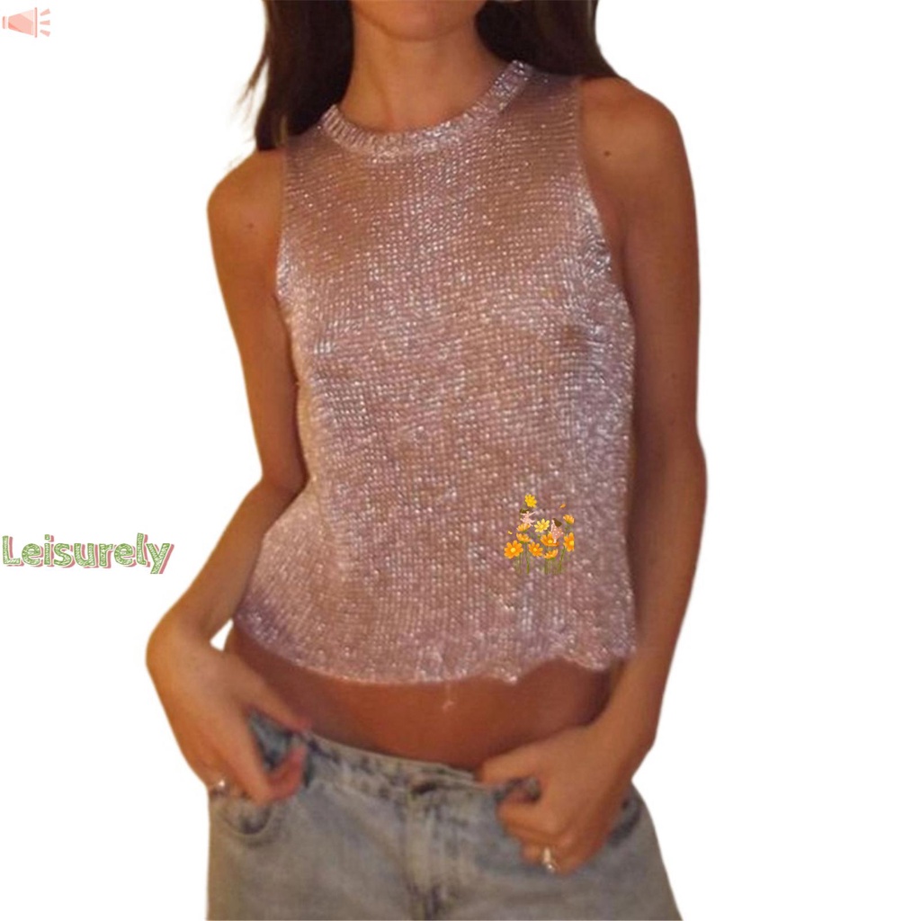 Áo Bơi Croptop Sát Nách Phối Kim Tuyến Lấp Lánh Gợi Cảm Cho Nữ