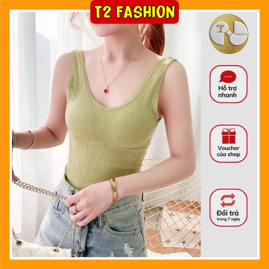 Áo 2 dây gân tăm [KÈM ĐỆM LÓT] phong cách Hàn Quốc
