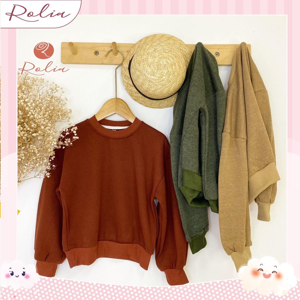 Áo nỉ thu đông cho bé trai gái ROLIA, chất dày dặn ấm áp, kiểu dáng Hàn Quốc A02