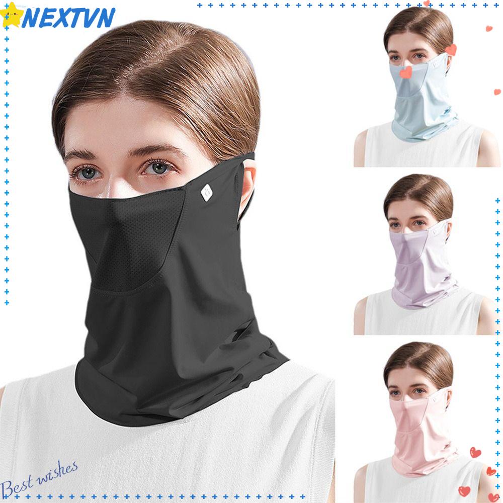 1 Khăn Choàng Cổ Kiêm Khẩu Trang Balaclava Che Nắng Chống Gió Bằng Vải Lụa Lạnh Dùng Khi Đi Xe Đạp