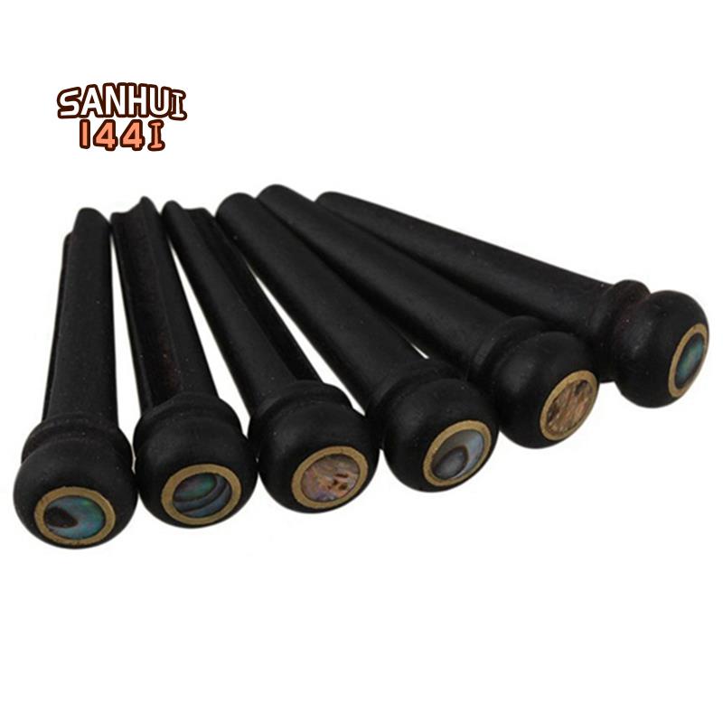 Bộ 6 Chốt Ngựa Đàn Guitar Bằng Gỗ Mun Màu Đen