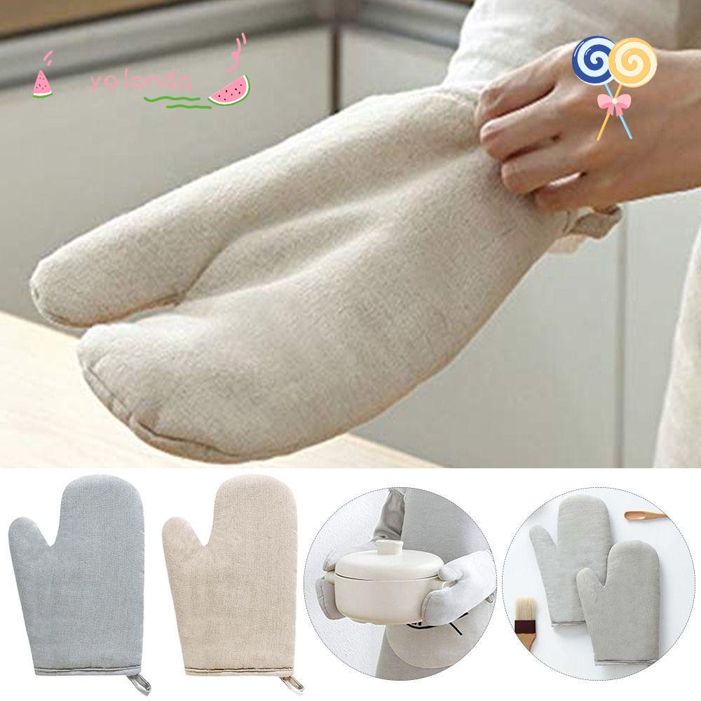 Găng Tay Cotton Cách Nhiệt Chống Trượt Màu Trơn Thời Trang Dùng Trong Nhà