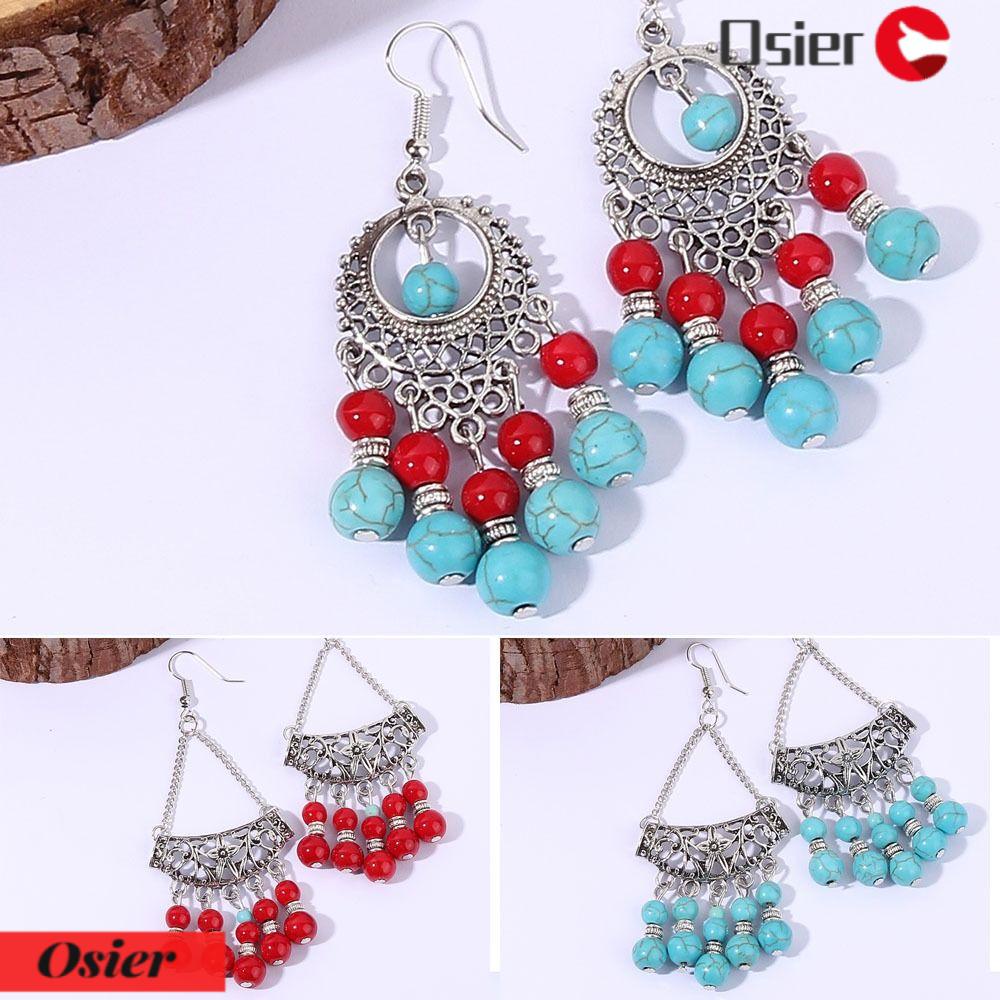 OSIER1 Bông Tai Dáng Dài Phong Cách Retro Thời Trang Đi Biển Xinh Xắn Cho Nữ