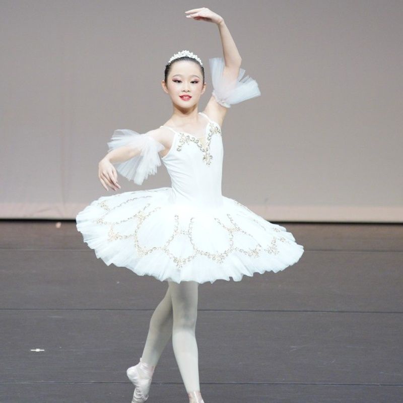 Đầm Múa Ballet Phối Lưới Hình Thiên Nga Nhỏ Dễ Thương Cho Bé Gái