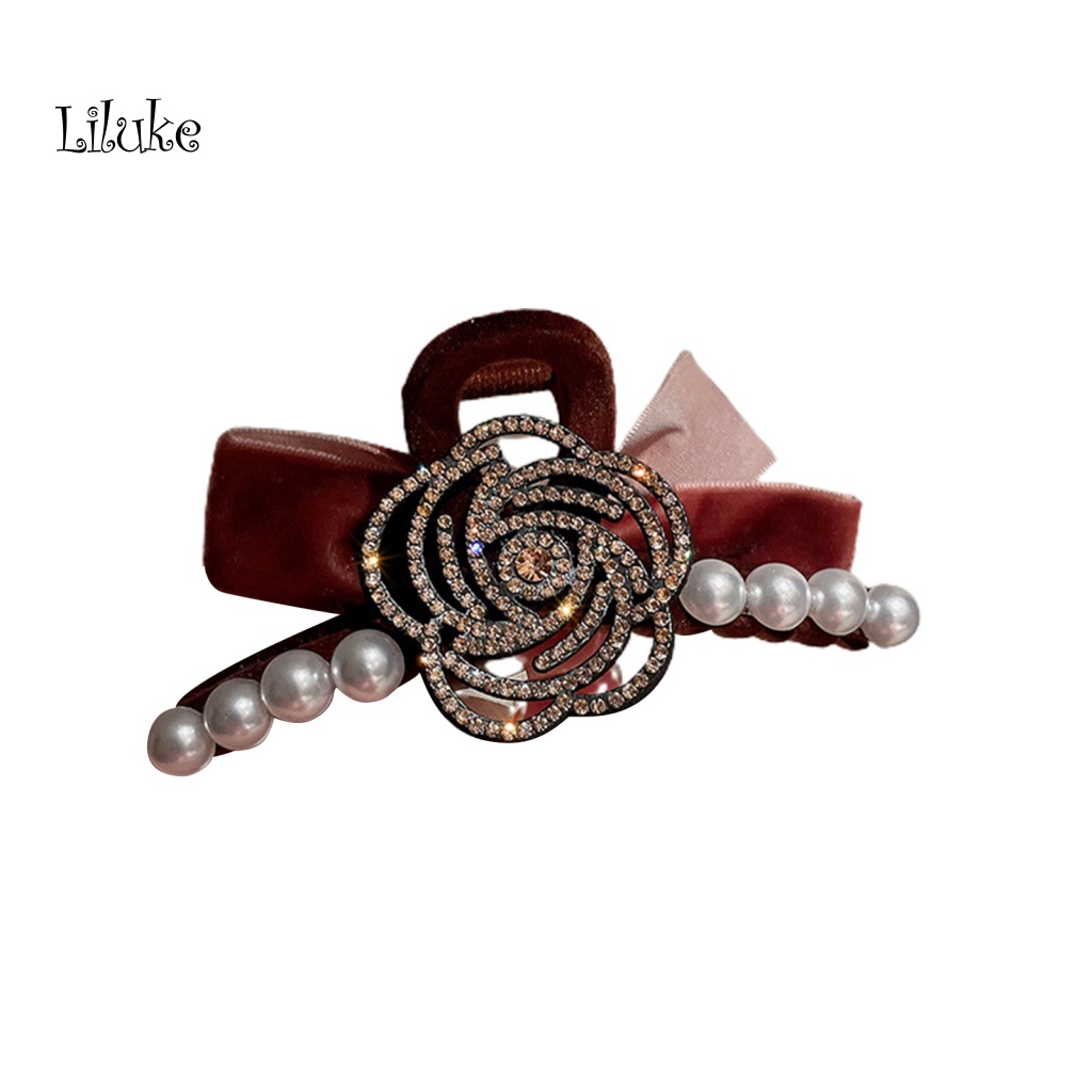 Kẹp Tóc Càng Cua Đính Ngọc Trai Nhân Tạo Kiểu Dáng Vintage Thời Trang Cho Nữ