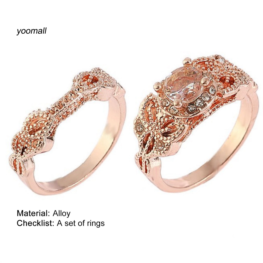 1 Set Nhẫn Hợp Kim Đính Đá Phong Cách Cổ Điển Cho Nữ