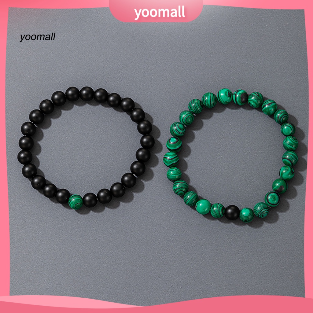 2 Vòng Tay Đá Mắt Hổ Màu Xanh Lá / Đen Thoải Mái Thời Trang Hàng Ngày