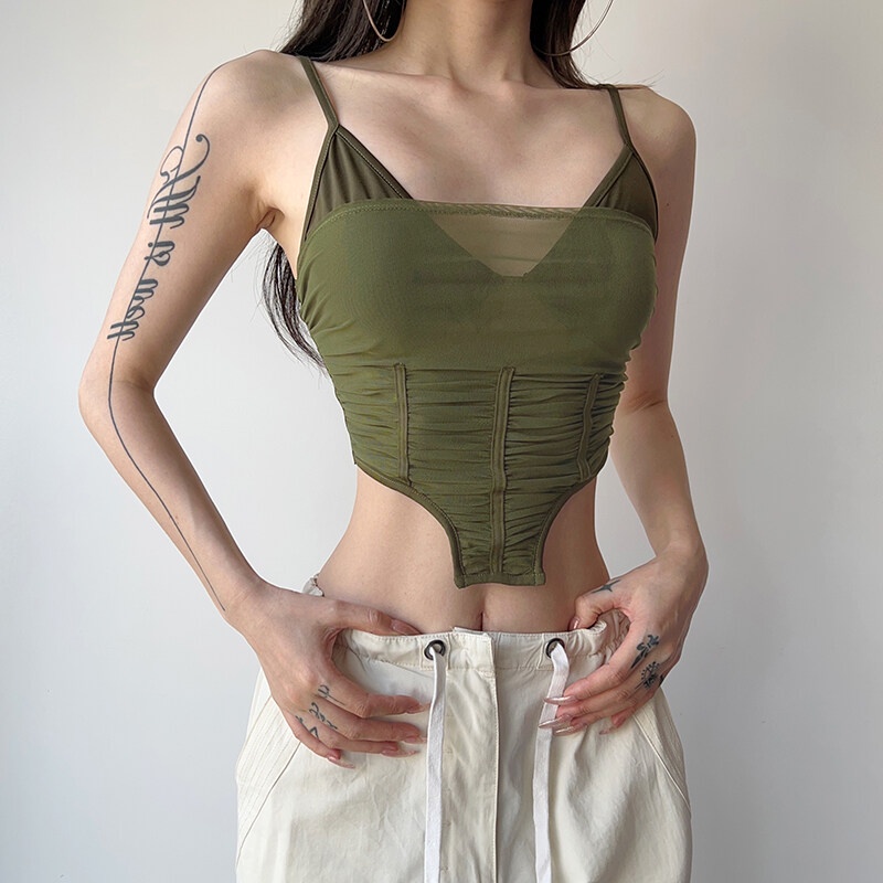 Áo Hai Dây Cổ Chữ V Dáng Ôm Màu Trơn Đơn Giản Thời Trang Dành Cho Bạn Nữ Kliou 2023 new Y2K