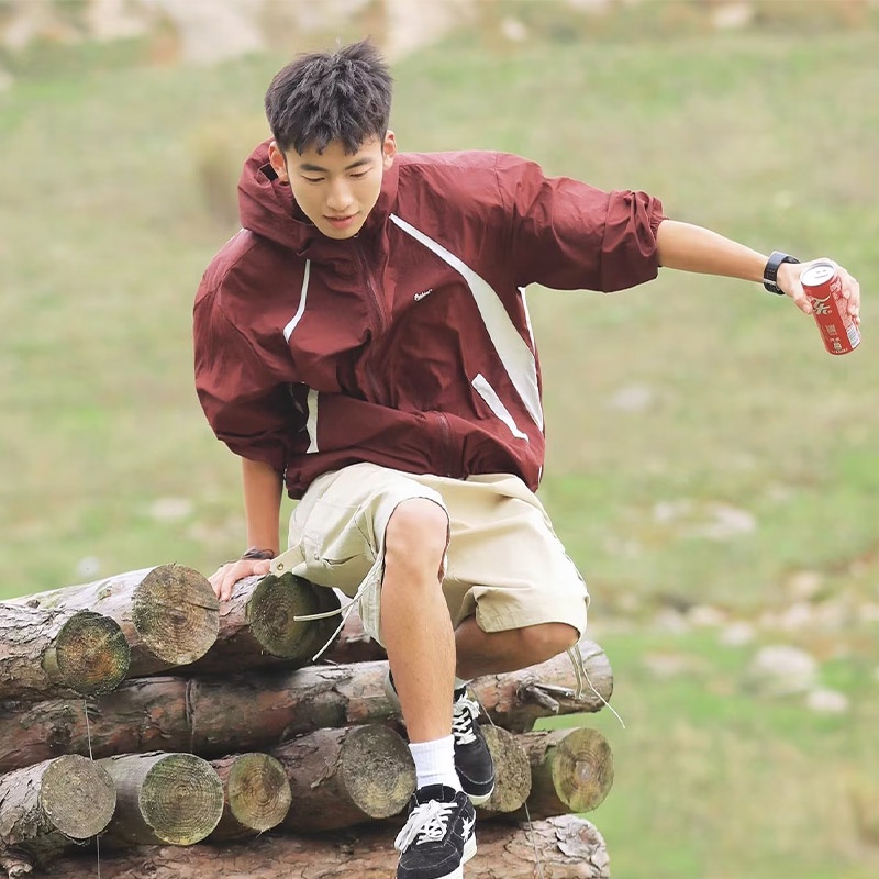 Áo Khoác Chống Nắng UV Dáng Rộng Màu Sắc Tương Phản Phong Cách Thể Thao Thời Trang Cho Nam