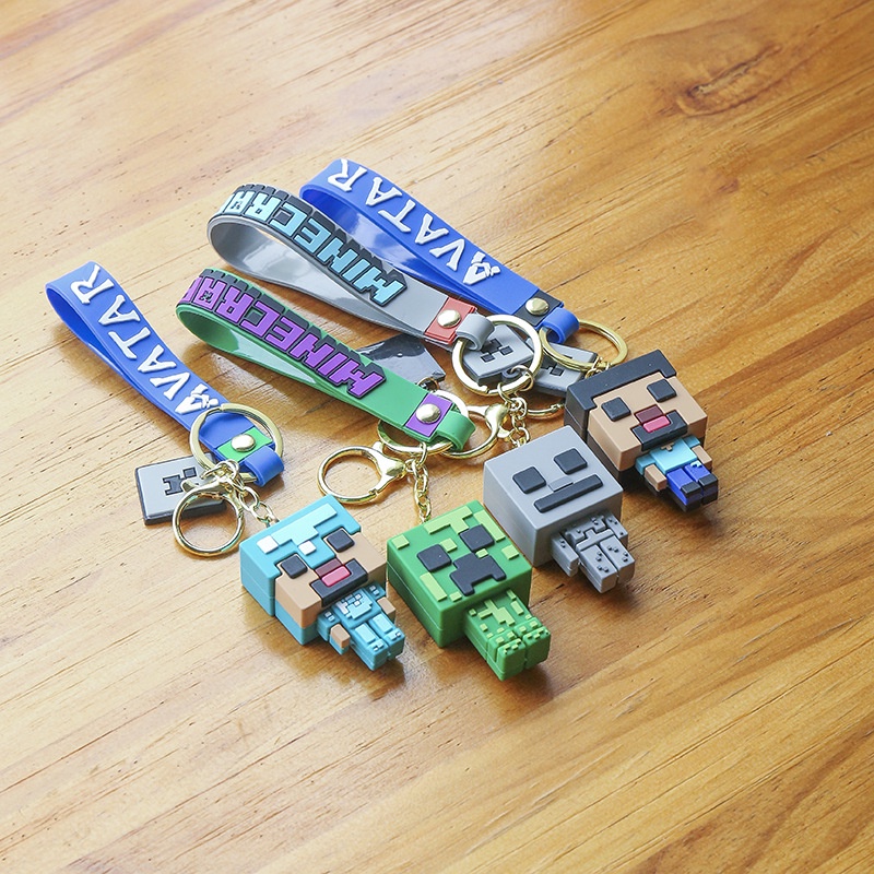 Móc Khóa Hình Nhân Vật Hoạt Hình Minecraft 3D Dễ Thương