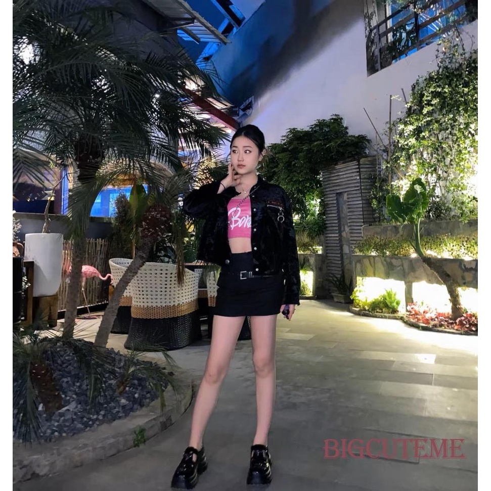 [] - Áo Ống Bằng Da PU In Chữ Hở Lưng Thời Trang Đường Phố Mùa Hè Cho Nữ