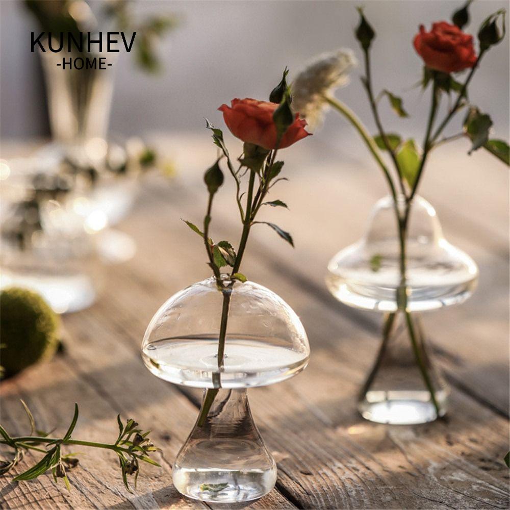 KUNHEV Bình Hoa Thủy Tinh Hình Cây Nấm Thiết Kế Đơn Giản Dùng Trang Trí Văn Phòng