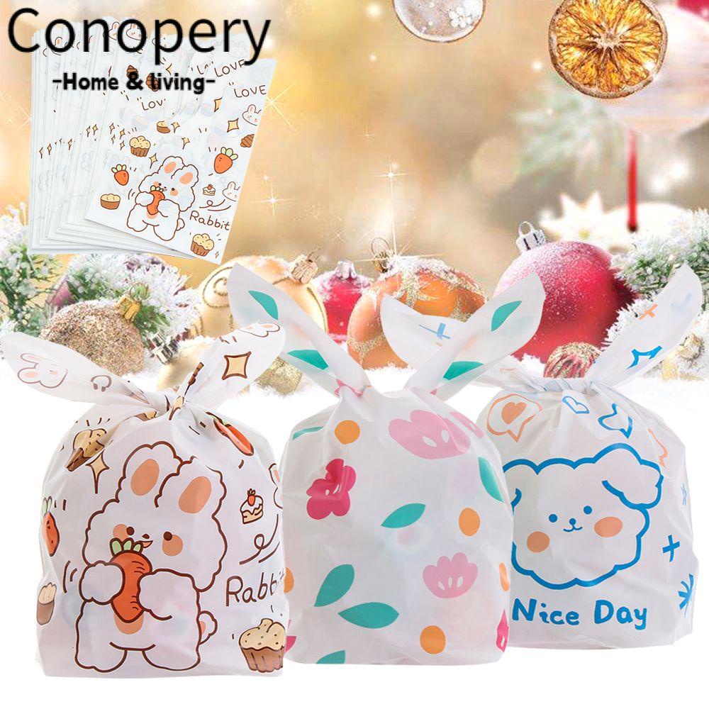 CONOPERY Bộ 50 Túi Đựng Bánh Kẹo Hình Tai Thỏ Dùng Trang Trí Giáng Sinh