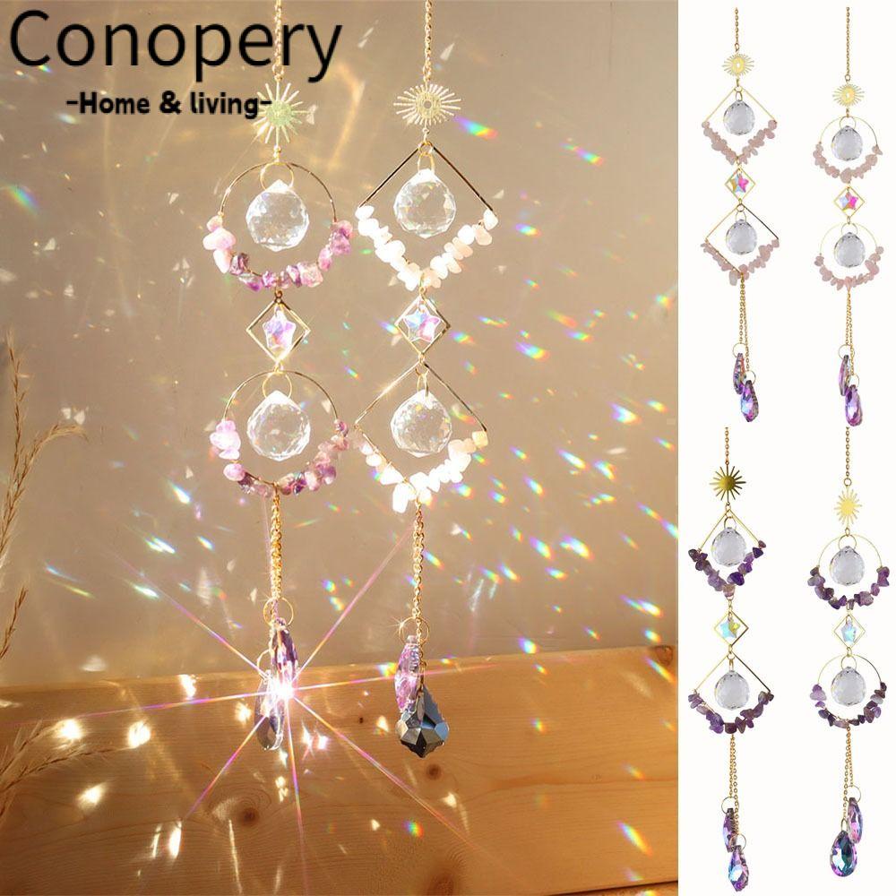 CONOPERY Lưới Bắt Giấc Mơ Hình Vuông / Tròn Phản Quang Treo Trang Trí Đa Ứng Dụng