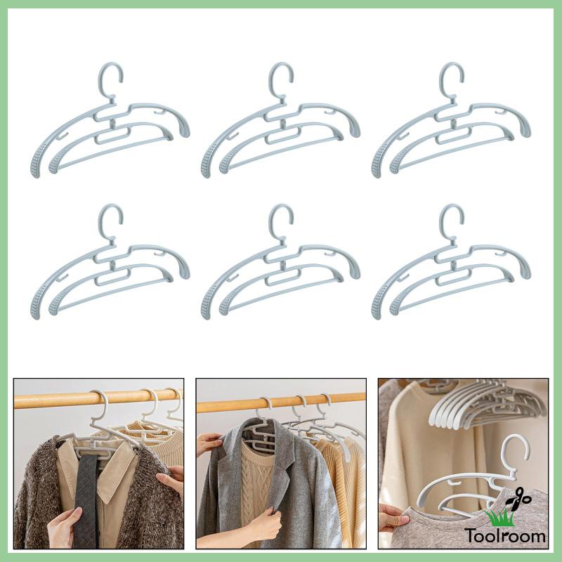 Set 6 Móc Treo Quần Áo Hai Tầng Tiết Kiệm Không Gian