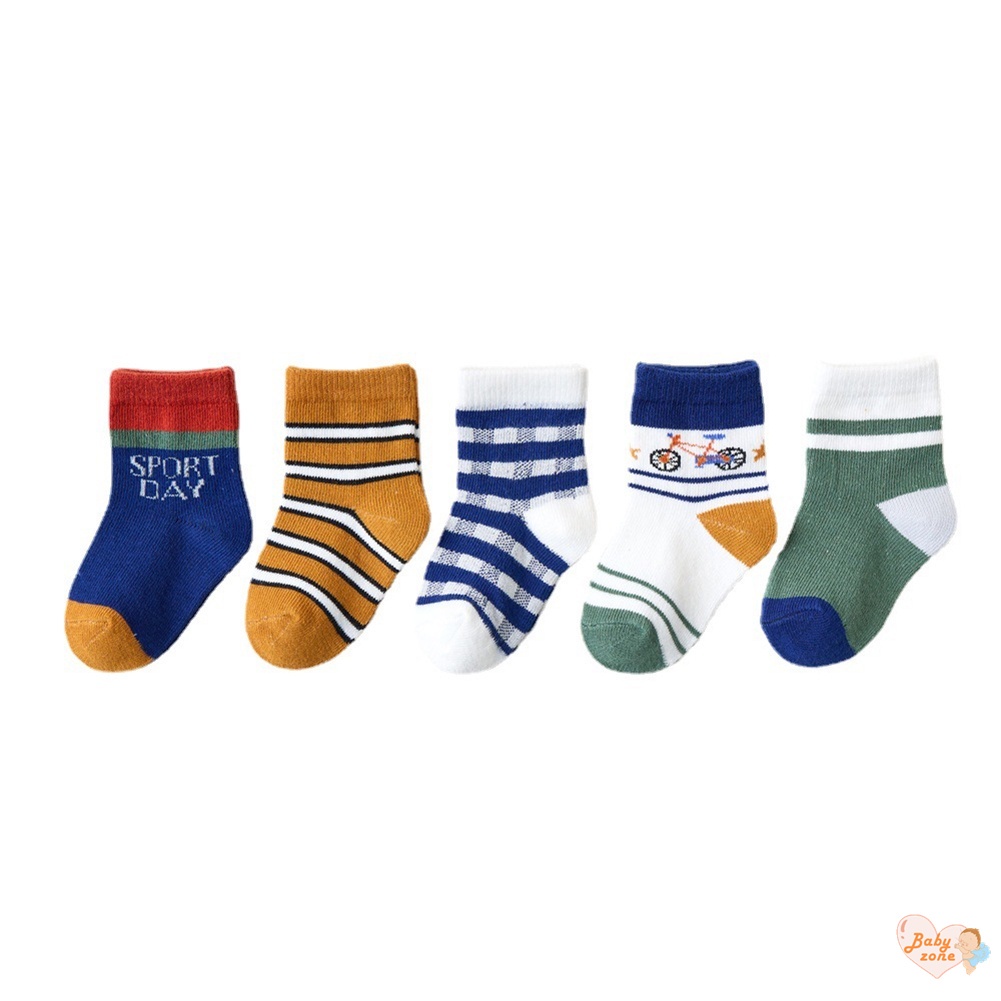 Set 5 Đôi Tất Dài Trung B237 Đạp Xe Cho Bé M / 3-5 Tuổi