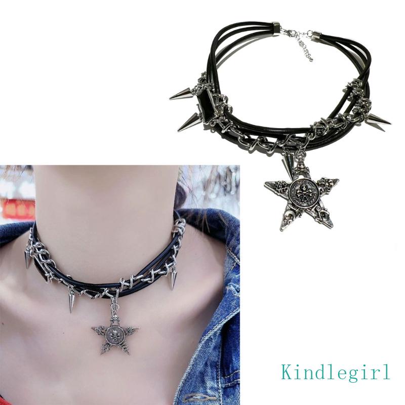 Vòng Cổ Choker Da Màu Đen Đính Đinh Tán Phong Cách Punk Cổ Điển Cho Nữ