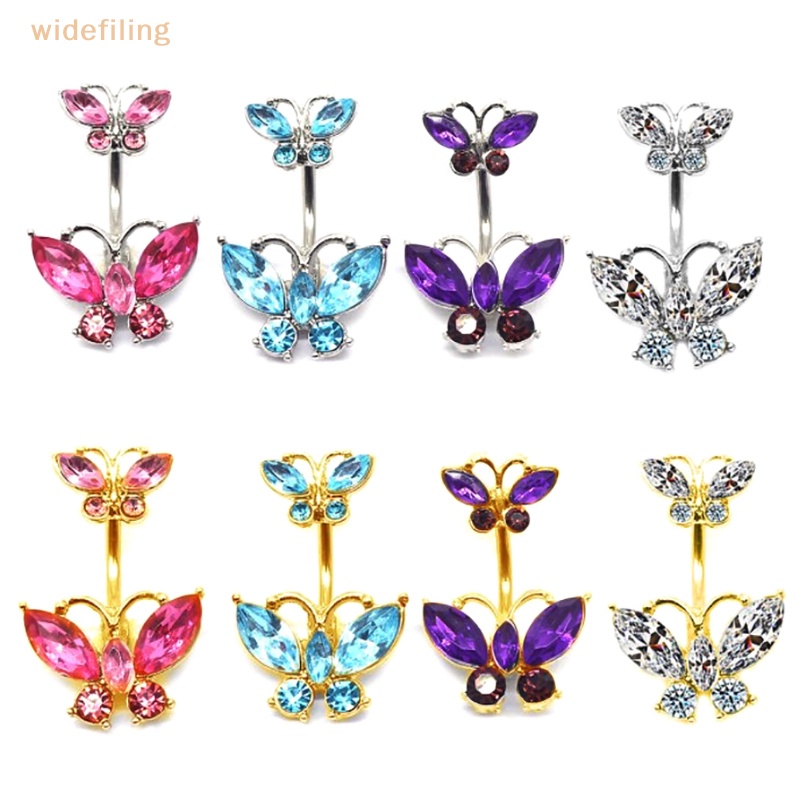 Khuyên Rốn Hình Bướm Mặt Kính Lấp Lánh