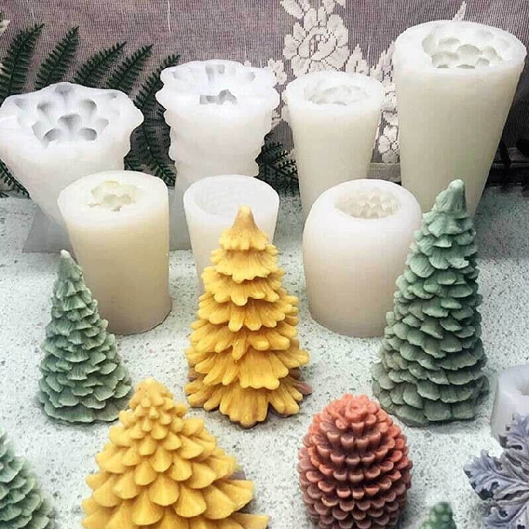 New 3D Christmas Tree Candle Mold Silicone DIY Crafts Molds Decor Making Mould