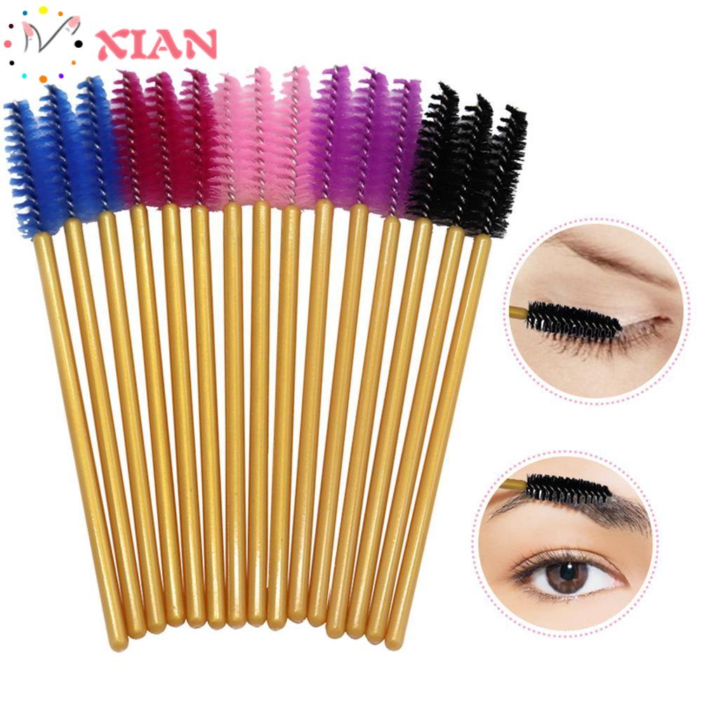 XIANTIN Bộ 50 Cọ Mascara Trang Điểm Lông Mi Bằng Silicone 6 Màu Dùng Một Lần