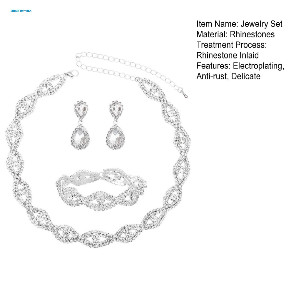 Bộ Phụ Kiện Trang Sức Đính Đá Lấp Lánh Sang Trọng