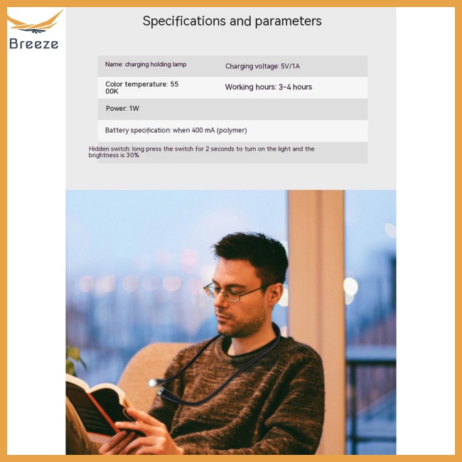 Đèn Led Đọc Sách Đeo Cổ 3 Độ Điều Chỉnh Được Tiện Dụng