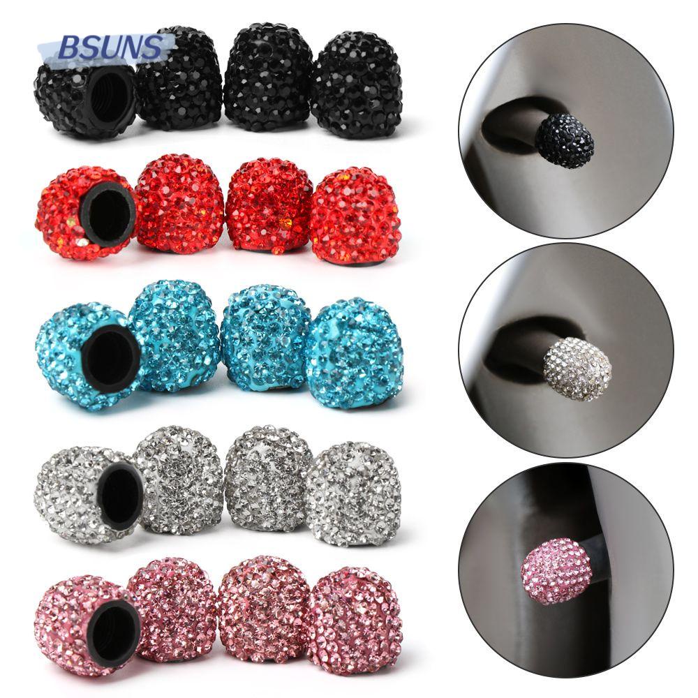 BSUNS Bộ 4 Nắp Van Đính Pha Lê Lấp Lánh Trang Trí Xe Hơi