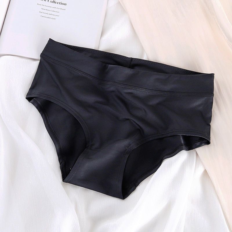 Quần Lót Lụa Không Đường May Lưng Cao Màu Sắc Đơn Giản Thoáng Khí Thoải Mái Cho Nữ