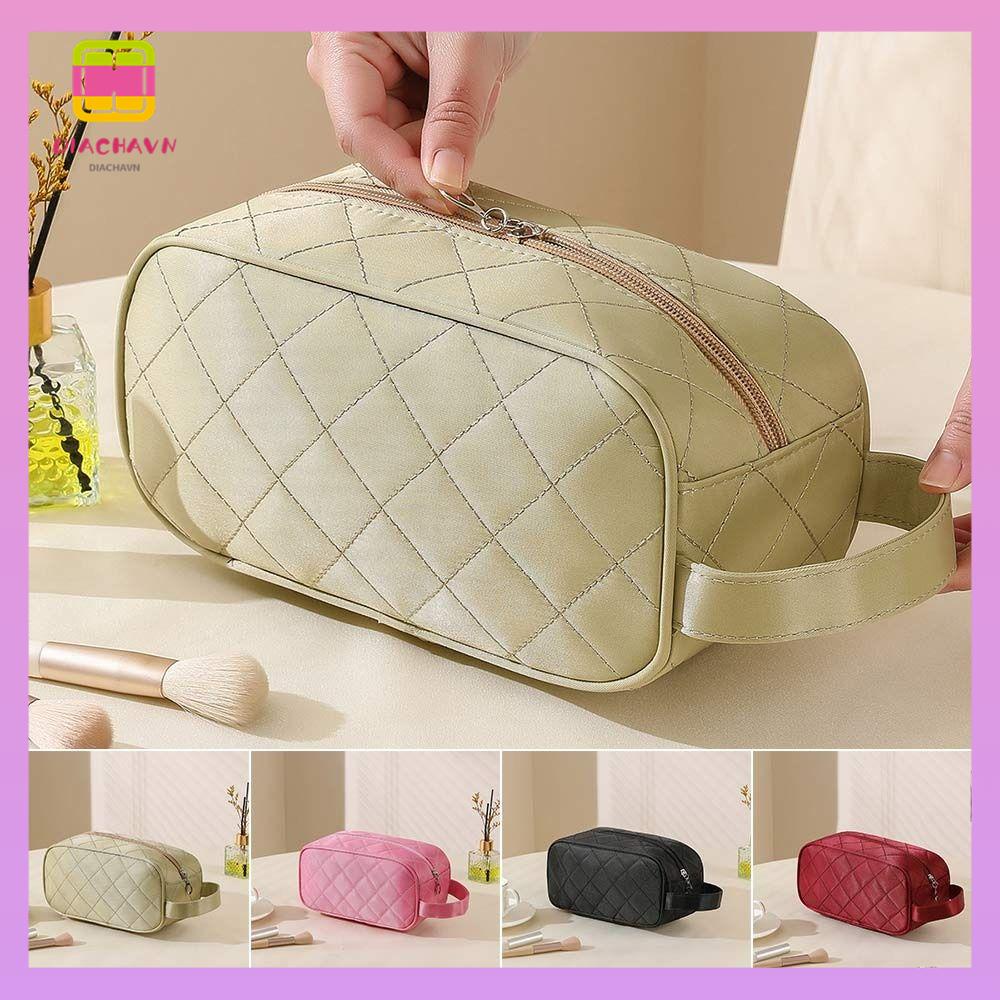 Túi Đựng Mỹ Phẩm Bằng Nylon Họa Tiết Lưới Hình Thoi Đa Năng Chống Thấm Nước Cho Nữ