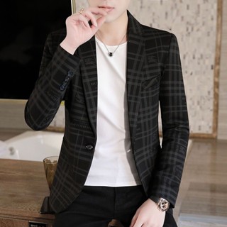 # Áo Khoác Vest Thiết Kế Lịch Lãm Trẻ Trung Cho Nam# Bộ Đồ Vest Kẻ Sọc Ca Rô Kiểu Hàn Quốc Thời Trang Cho Nam# Áo Khoác Nam Dáng Ôm Phong Cách Trẻ Trung Thời Trang Xuân Thu