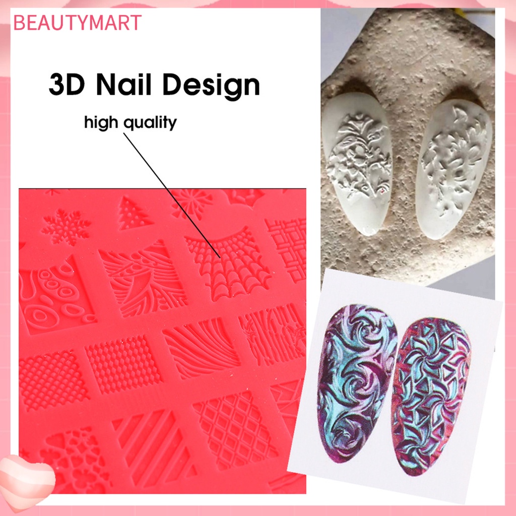 Khuôn Silicone Dập Nổi Họa Tiết 3D Trang Trí Móng Nghệ Thuật Cho Nữ