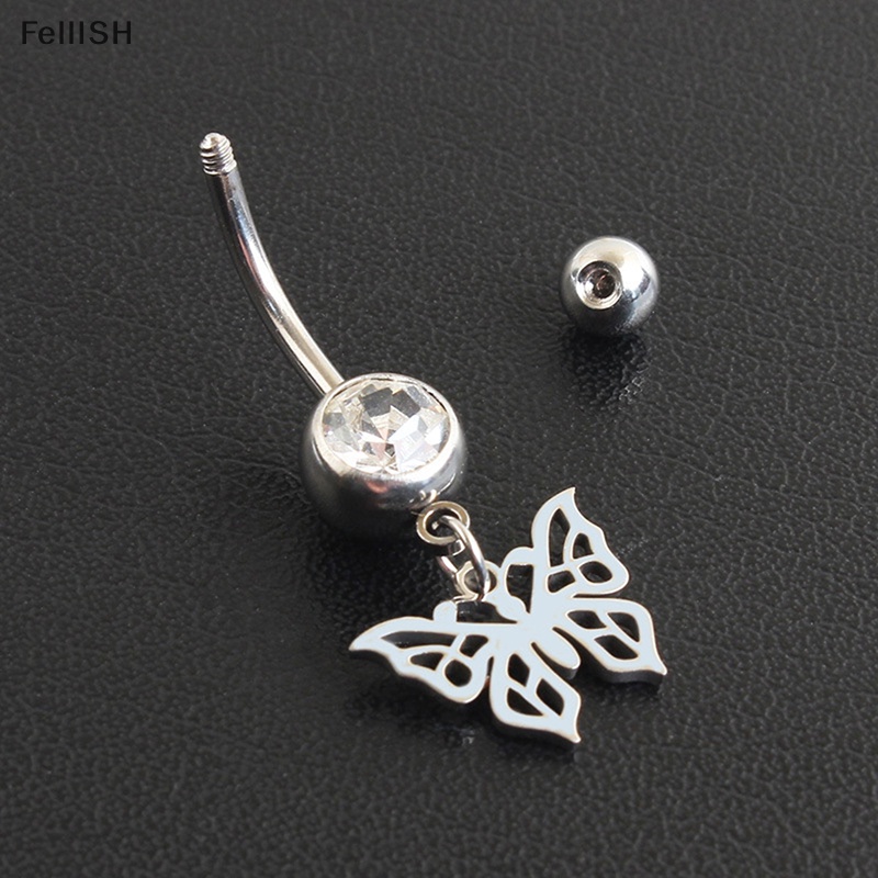 Khuyên Rốn Hình Bướm Rỗng Bằng Thép Không Gỉ Màu Sắc Bạc 439br