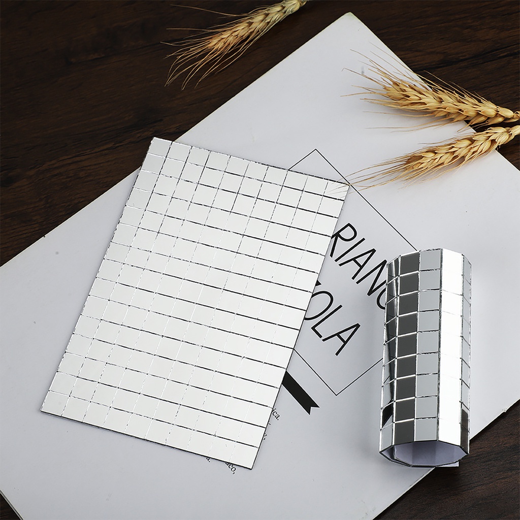 Gương Dán Tường Tự Dính Mini Màu Sắc Bạc Lấp Lánh Trang Trí Tiệc DIY