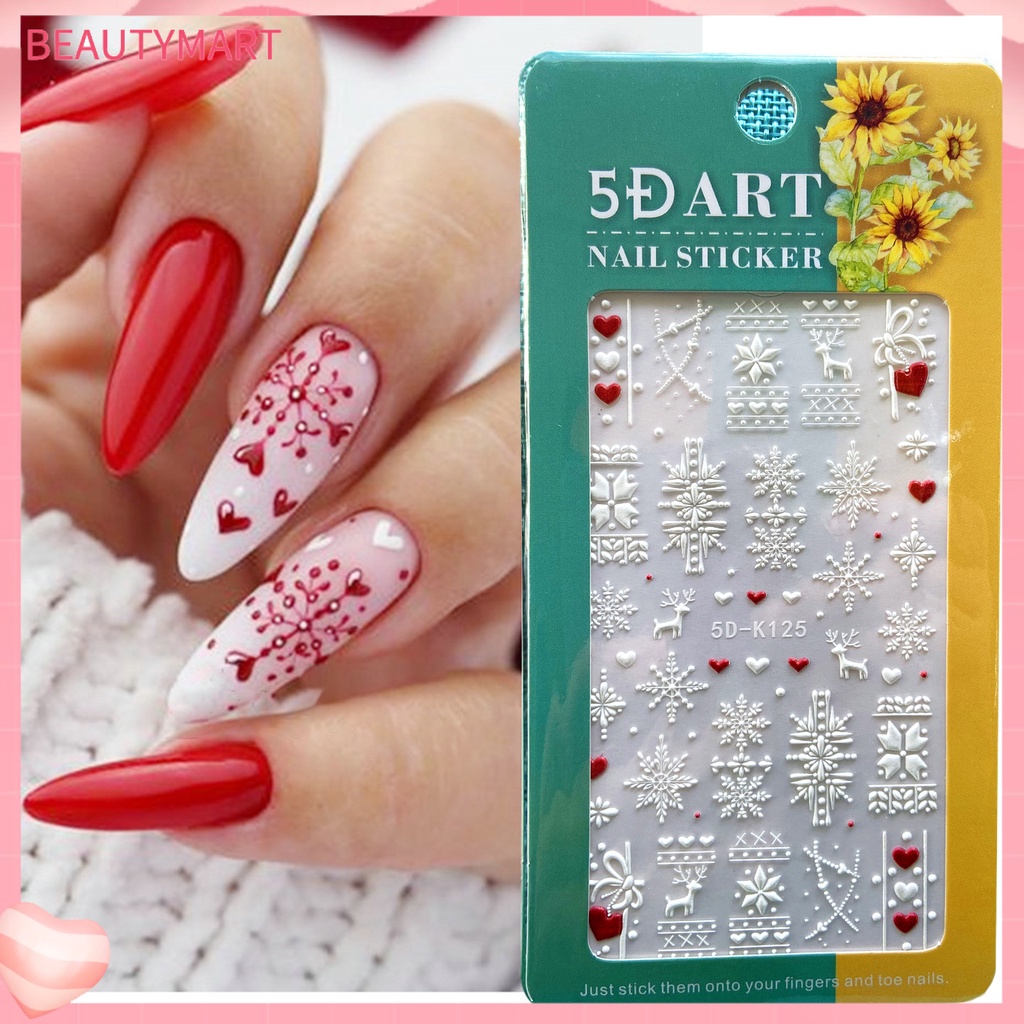 Nhãn Dán Móng Tay Siêu Mỏng Họa Tiết Giáng Sinh Tinh Tế Dính Mạnh Mẽ
