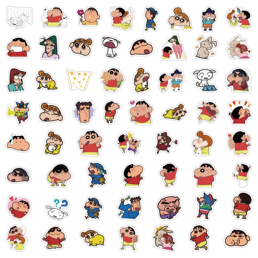 Bộ 60 Sticker Hoạt Hình Cậu Bé Bút Chì Shin-Chan Nhật Bản Dễ Thương Trang Trí Điện Thoại / Cốc Nước