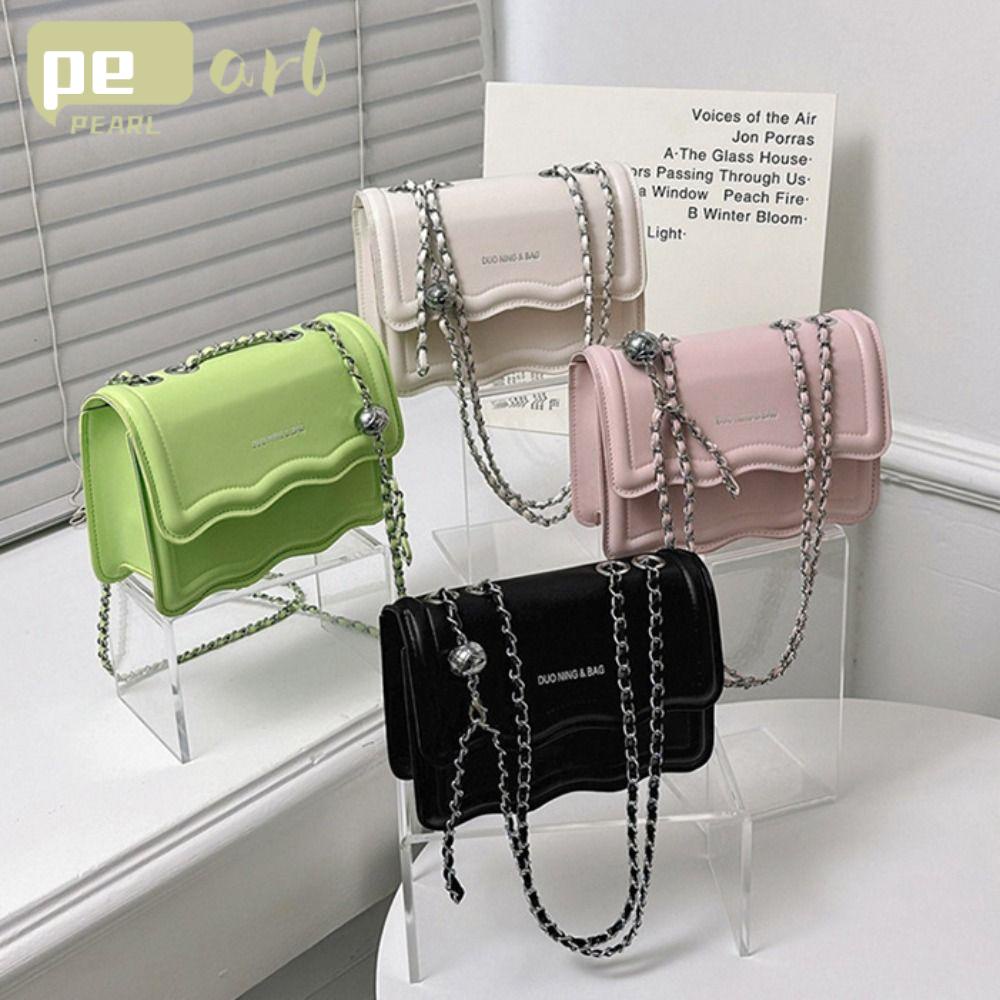 Túi Đeo Vai Hình Vuông Cỡ Nhỏ Màu Trơn Đính Ngọc Trai Thời Trang 2023 Cho Nữ