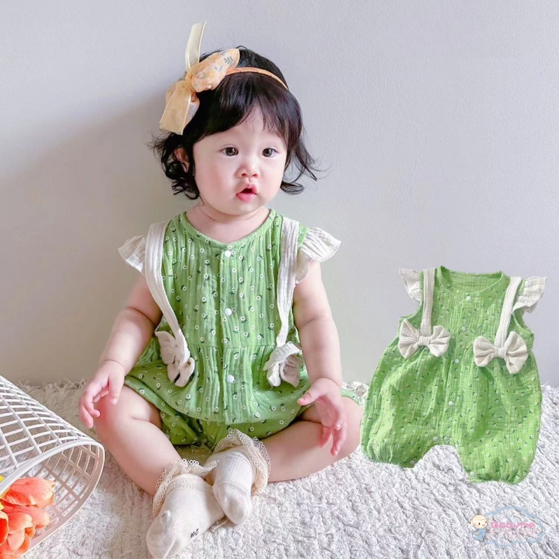 Bộ Áo Liền Quần Bằng Cotton Thoáng Khí Dành Cho Bé Gái