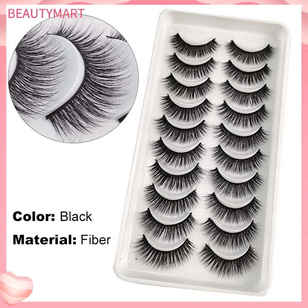 Set 10 Cặp Lông Mi Giả Màu Đen Dài Tự Nhiên Trang Điểm Cho Nữ