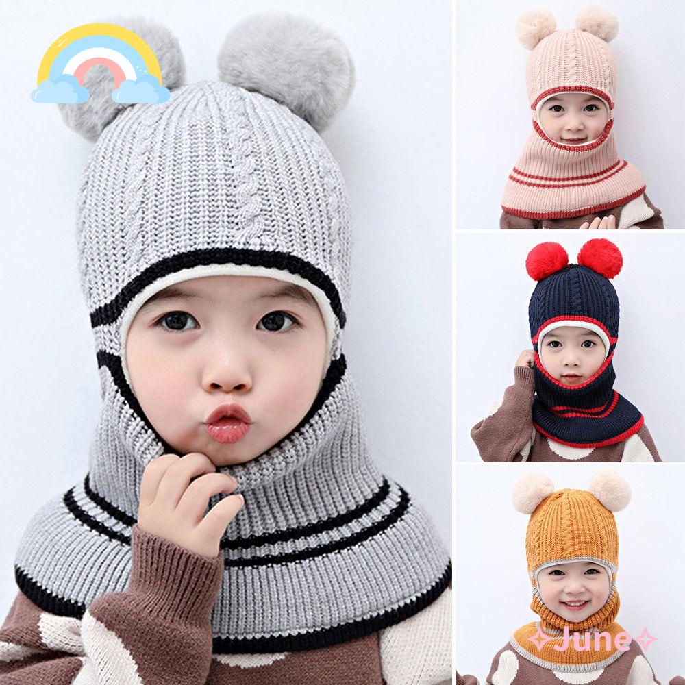 JUNE Mũ beanie Trùm Đầu Giữ Ấm Đa Năng Thời Trang Mùa Đông Cho Trẻ Em