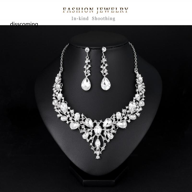 Đầm Nữ Kiểu Dáng Dễ Thương Xinh Xắn Hợp Thời Trang| Bộ Vòng cổ Và Bông Tai Đính Đá Cho Cô Dâu