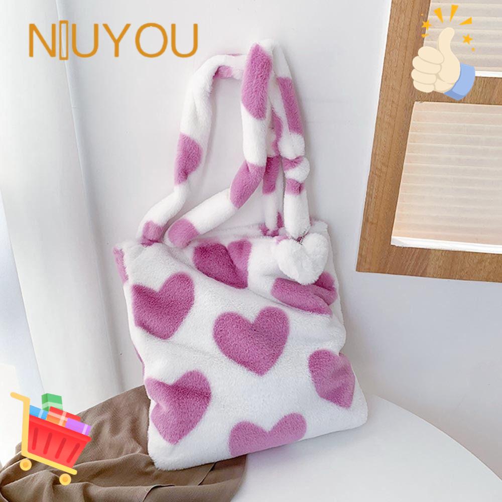 NIUYOU Túi Xách Đeo Vai Phối Lông Thời Trang Mùa Thu Sành Điệu